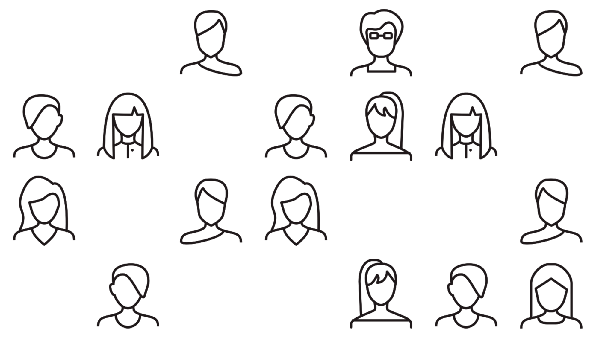 Line drawings of different types of moms
